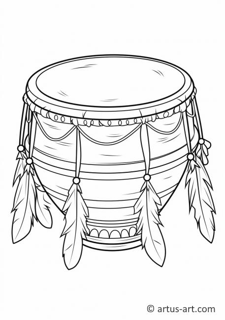 Ausmalbild eines indianischen Trommels